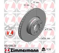 2x Disco de freno ventilación interna 150.1280.20 ZIMMERMANN para BMW 7