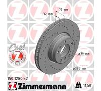 2x Disco de freno ventilación interna 150.1280.52 ZIMMERMANN para BMW 7