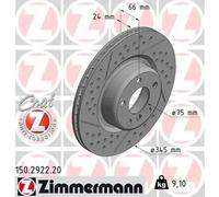 2x Disco de freno ventilación interna 150.2922.20 ZIMMERMANN para BMW 1 3