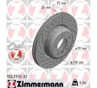 2x Disco de freno ventilación interna 150.2935.32 ZIMMERMANN para BMW 3 Touring
