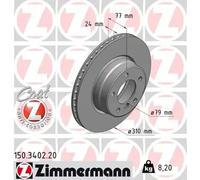 2x Disco de freno ventilación interna 150.3402.20 ZIMMERMANN para BMW 5