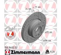 2x Disco de freno ventilación interna 150.3402.52 ZIMMERMANN para BMW 5