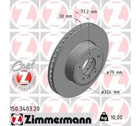 ZIMMERMANN 2x Disco de Freno Delantero Ø324 MM De con Ventilación Interior