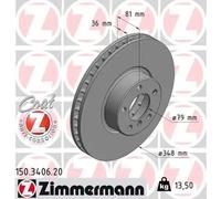 2x Disco de freno ventilación interna 150.3406.20 ZIMMERMANN para BMW 7