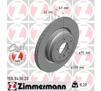 2x Disco de freno ventilación interna 150.3430.20 ZIMMERMANN para BMW 3 Touring