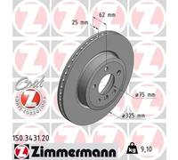 2x Disco de freno ventilación interna 150.3431.20 ZIMMERMANN para BMW X3