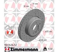 2x Disco de freno ventilación interna 150.3434.52 ZIMMERMANN para BMW 5 6
