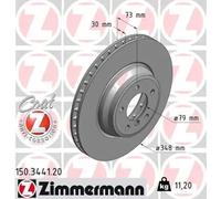 2x Disco de freno ventilación interna 150.3441.20 ZIMMERMANN para BMW X1 3