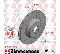 2x Disco de freno ventilación interna 150.3441.52 ZIMMERMANN para BMW X1 3