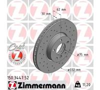 2x Disco de freno ventilación interna 150.3447.52 ZIMMERMANN para BMW X5 X6