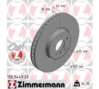 2x Disco de freno ventilación interna 150.3449.20 ZIMMERMANN para BMW X5 X6