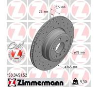 2x Disco de freno ventilación interna 150.3451.52 ZIMMERMANN para BMW X6 X5