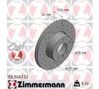 2x Disco de freno ventilación interna 150.3467.52 ZIMMERMANN para BMW 3 Touring