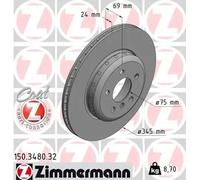 2x Disco de freno ventilación interna 150.3480.32 ZIMMERMANN para BMW 6 Coupé 5