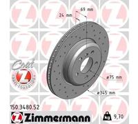 2x Disco de freno ventilación interna 150.3480.52 ZIMMERMANN para BMW 6 Coupé 5