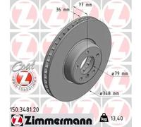 2x Disco de freno ventilación interna 150.3481.20 ZIMMERMANN para BMW 5 6