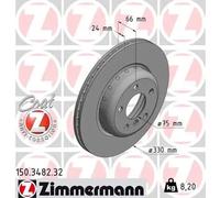 2x Disco de freno ventilación interna 150.3482.32 ZIMMERMANN para BMW 5