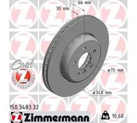2x Disco de freno ventilación interna 150.3483.32 ZIMMERMANN para BMW 5 6 Coupé
