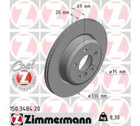 2x Disco de freno ventilación interna 150.3484.20 ZIMMERMANN para BMW 5