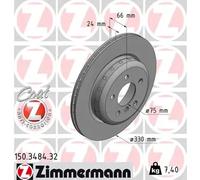 2x Disco de freno ventilación interna 150.3484.32 ZIMMERMANN para BMW 5