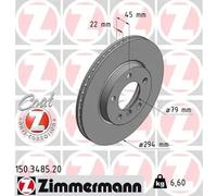 2x Disco de freno ventilación interna 150.3485.20 ZIMMERMANN para MINI