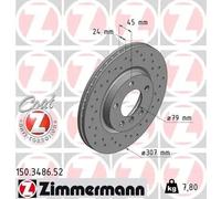 2x Disco de freno ventilación interna 150.3486.52 ZIMMERMANN para MINI