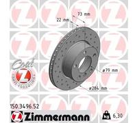 2x Disco de freno ventilación interna 150.3496.52 ZIMMERMANN para BMW 1 2 Coupé