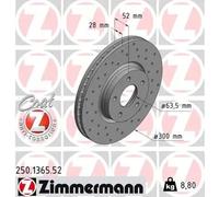 2x Disco de freno ventilación interna 250.1365.52 ZIMMERMANN para FORD MONDEO IV