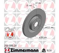 2x Disco de freno ventilación interna 250.1395.20 ZIMMERMANN para FORD FOCUS III