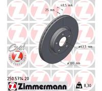 2x Disco de freno ventilación interna 250.5714.20 ZIMMERMANN para FORD