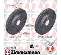 2x Disco de freno ventilación interna 280.3189.53 ZIMMERMANN para HONDA CIVIC IX