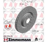 2x Disco de freno ventilación interna 280.3194.20 ZIMMERMANN para HONDA CIVIC IX
