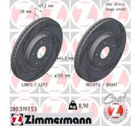 2x Disco de freno ventilación interna 280.3197.53 ZIMMERMANN para HONDA CR-V V