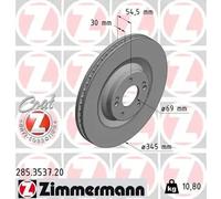 2x Disco de freno ventilación interna 285.3537.20 ZIMMERMANN para HYUNDAI i30