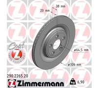 2x Disco de freno ventilación interna 290.2265.20 ZIMMERMANN para JAGUAR XF I XJ