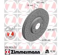 2x Disco de freno ventilación interna 320.3824.52 ZIMMERMANN para KIA OPTIMA