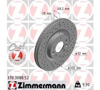 2x Disco de freno ventilación interna 370.3088.52 ZIMMERMANN para MAZDA FORD USA