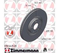 ZIMMERMANN 2X Discos De Freno Delanteros Ventilados Recubiertos 370.4411.20