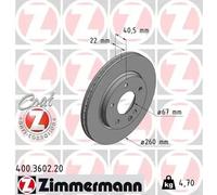 2x Disco de freno ventilación interna 400.3602.20 ZIMMERMANN para MERCEDES-BENZ