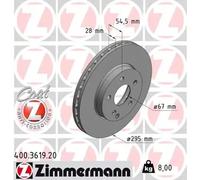 2x Disco de freno ventilación interna 400.3619.20 ZIMMERMANN para MERCEDES-BENZ