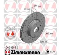 2x Disco de freno ventilación interna 400.3620.52 ZIMMERMANN para MERCEDES-BENZ