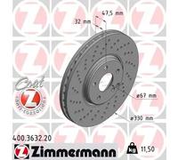 2x Disco de freno ventilación interna 400.3632.20 ZIMMERMANN para MERCEDES-BENZ