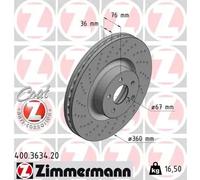 2x Disco de freno ventilación interna 400.3634.20 ZIMMERMANN para MERCEDES-BENZ