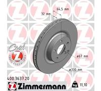 2x Disco de freno ventilación interna 400.3637.20 ZIMMERMANN para MERCEDES-BENZ