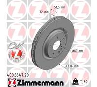 2x Disco de freno ventilación interna 400.3647.20 ZIMMERMANN para MERCEDES-BENZ