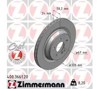 2x Disco de freno ventilación interna 400.3661.20 ZIMMERMANN para MERCEDES-BENZ