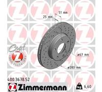 2x Disco de freno ventilación interna 400.3678.52 ZIMMERMANN para MERCEDES-BENZ