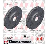 2x Disco de freno ventilación interna 400.3694.53 ZIMMERMANN para MERCEDES-BENZ