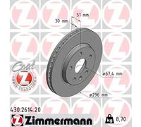2x Disco de freno ventilación interna 430.2614.20 ZIMMERMANN para SAAB OPEL
