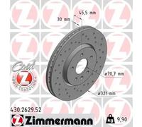 2x Disco de freno ventilación interna 430.2629.52 ZIMMERMANN para OPEL ASTRA J